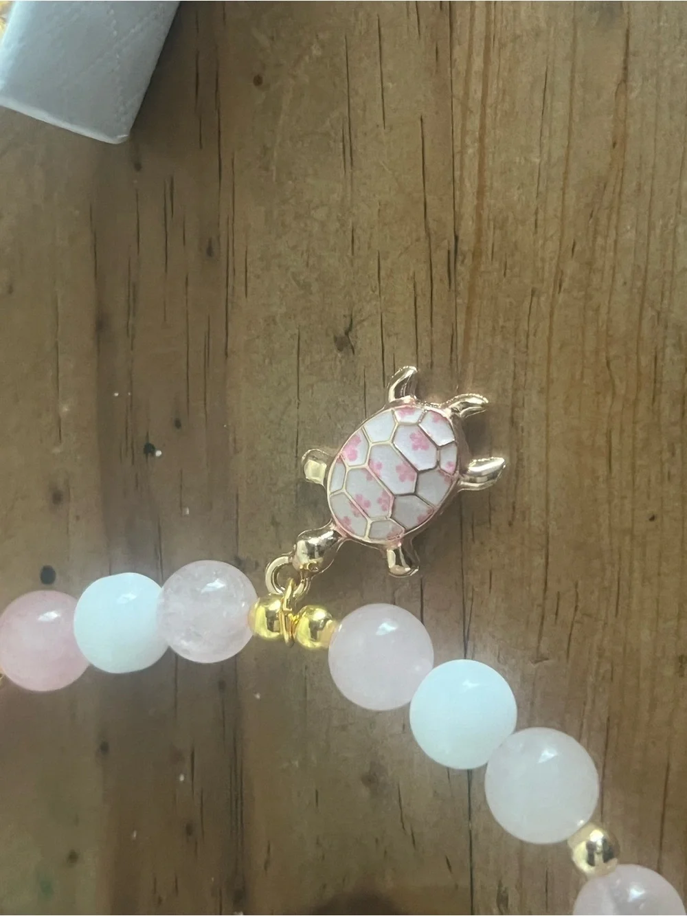 Gold-Accent Pastel Beaded Bracelet in Pink & Light Blue